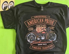 Classic American Street Motorcycle. Men's Black Cotton T-Shirt.