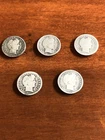 Lot of (5) U.S. Silver Barber Dimes - Circulated No Reserve! Silver is Hot!!!!