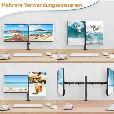 ELIVED Monitorhalterung 2 Monitore für 13-27 Zoll LED LCD OLED Bildschirme Dual