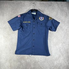 Boys Scouts Of America Official Shirt Youth Medium Navy Blue Button Up Pockets