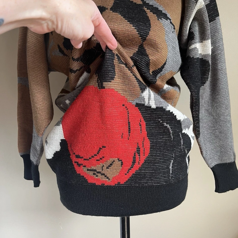 复古 80 年代 Mondi 德国抽象图形毛衣 尺寸 L 独立艺术包豪斯 — 第 2/4 张图片