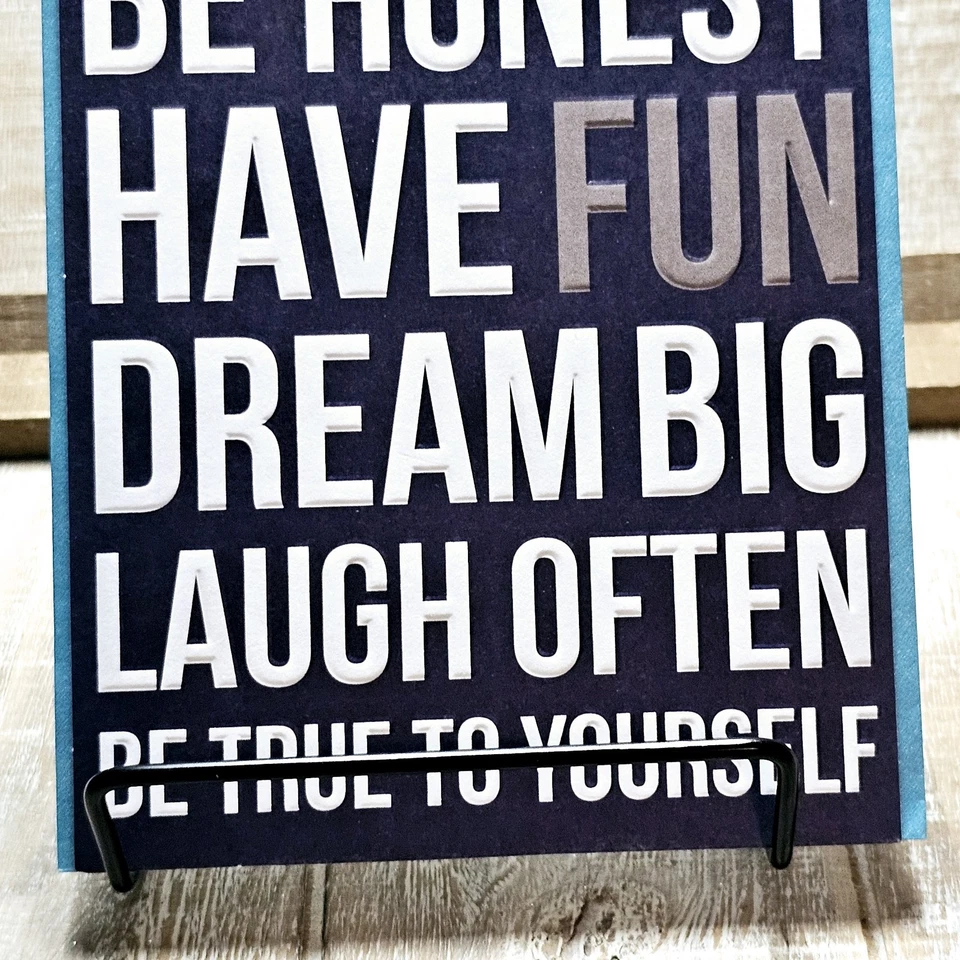 Recycled Paper Greetings Graduation Card Blue Gray Embossed Newsprint - Image 3 of 4