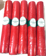 Lot of 5 Red Holiday Deco Mesh Wrap 21" x 10 yd Solid Color ~ 32TOP
