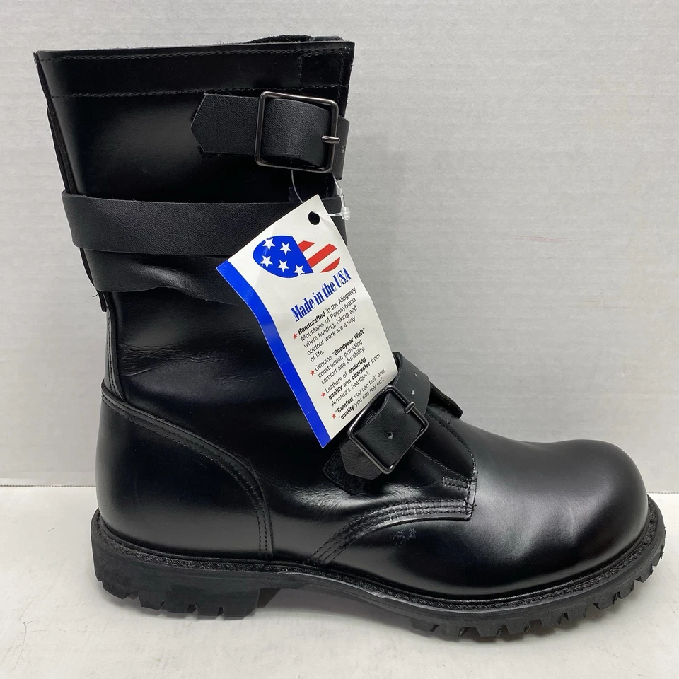 Botas Tanque Matterhorn Cuero Negro Ejército de EE. UU. Hombres 12 Anchas NUEVAS Hechas en EE. UU. Foto 2 de 4