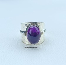 Handmade Amethyst Ring: 925 Sterling Silver Boho Jewelry All Size