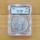 U.S. Mint American Eagle 2024 ICG MS70 1 oz .999 Silver Business Strike Coin