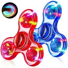 Fasray Fidget Spinner 2 Pack Red  Blue Small Light Up Sensory Fidget Toys