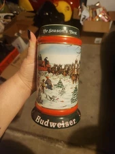 VINTAGE 1991 Anheuser-Busch Budweiser Holiday Beer Stein Mug "The Season’s Best"