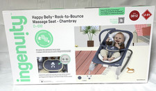 Ingenuity Happy Belly Rock-to-Bounce Massage Seat, Music, Vibration, Blue