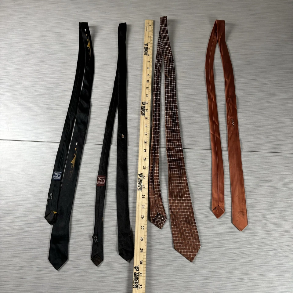 Lote de corbatas ajustadas vintage Harris & Frank para hombre negras marrones años 50 60 Foto 2 de 4