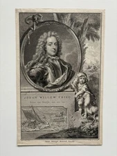 Antique Royal Engraving Portrait of Johan Willem Friso, Prince of Orange 1751