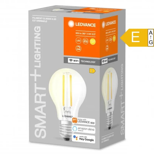 Ledvance Led E27 6W Wifi Lampe Dimmbar Warmweiß 806Lm Filament Classic A60-image