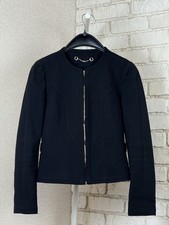 Giacca donna Gucci nera strutturata senza colletto tono oro zip taglia 38