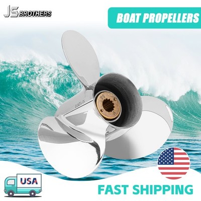Stainless Steel Boat Propeller 11 x 15 Prop for Mercury 25-70HP 13 Spline, RH