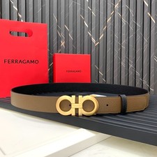 Ferragamo Reversible Leather Belt Gancini Buckle NEW