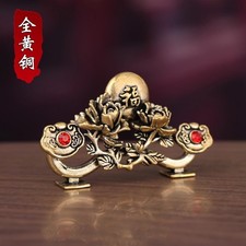 New Brass Ruyi Flower Desk Ornament Chinese Style Home Office Decor Collectible