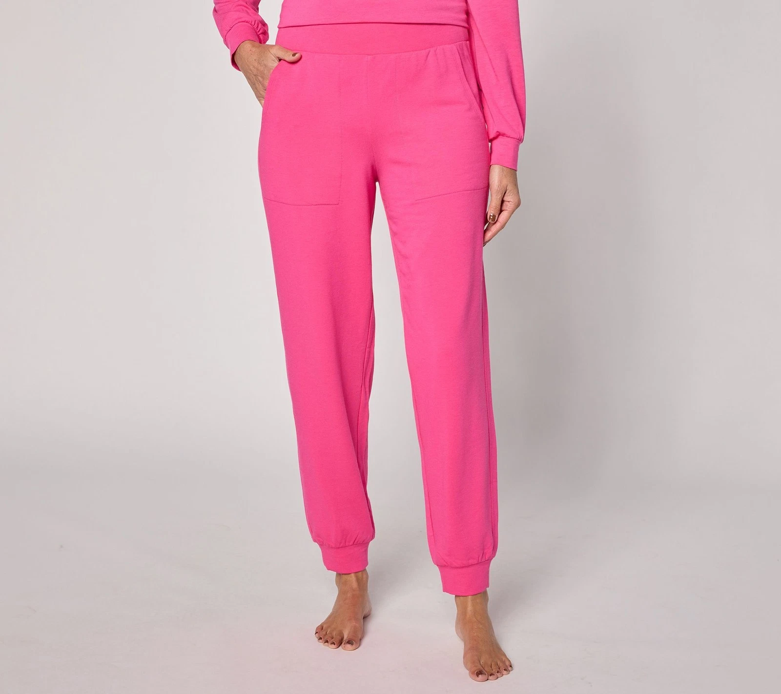 Anybody Women's Pants Sz XS Cozy Knit French Terry Slim Leg Jogger Pink A711276