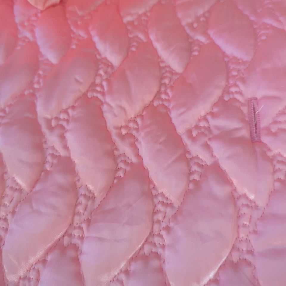 60s 70s Vintage Long Quilted House Coat Robe Pink Retro Size 1x 2x Grannycore - Image 2 of 4