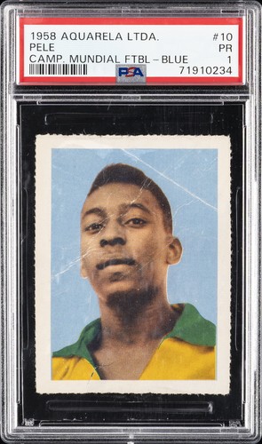 EDITORA AQUARELA LTDA. BRASIL CAMPEAO MUNDIAL DE FUTEBOL PELE ROOKIE RC PSA 1