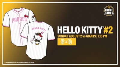    PRESALE Size SMALL Hello Kitty San Diego Padres Jersey Theme Game  8/2/26