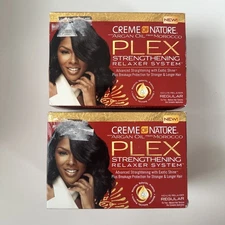 (2) Creme of Nature Argan Oil Plex  Strengthening Relaxer System No Lye Regular