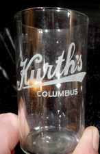VINTAGE 1930'S KURTH'S BEER ETCHED PANNELED GLASS COLUMBUS WISCONSIN WIS WI