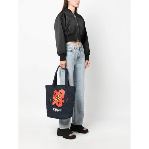 Kenzo Boke Flower Floral Logo Shopper Shoulder Tote Bag Denim Blue - Picture 2 of 12