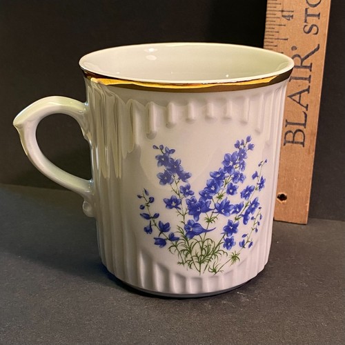 Taza de café acanalada original Bohemia flor del mes borde dorado blanco elige 1 - Imagen 24 de 49