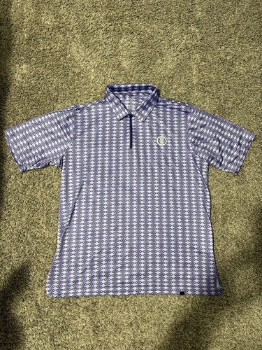 Polo de golf homme rouillé putter violet blanc motif abstrait taille L