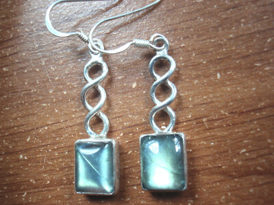 Labradorit 925 Sterling Silber Ohrringe mit sehr starkem & hellem Schillern
