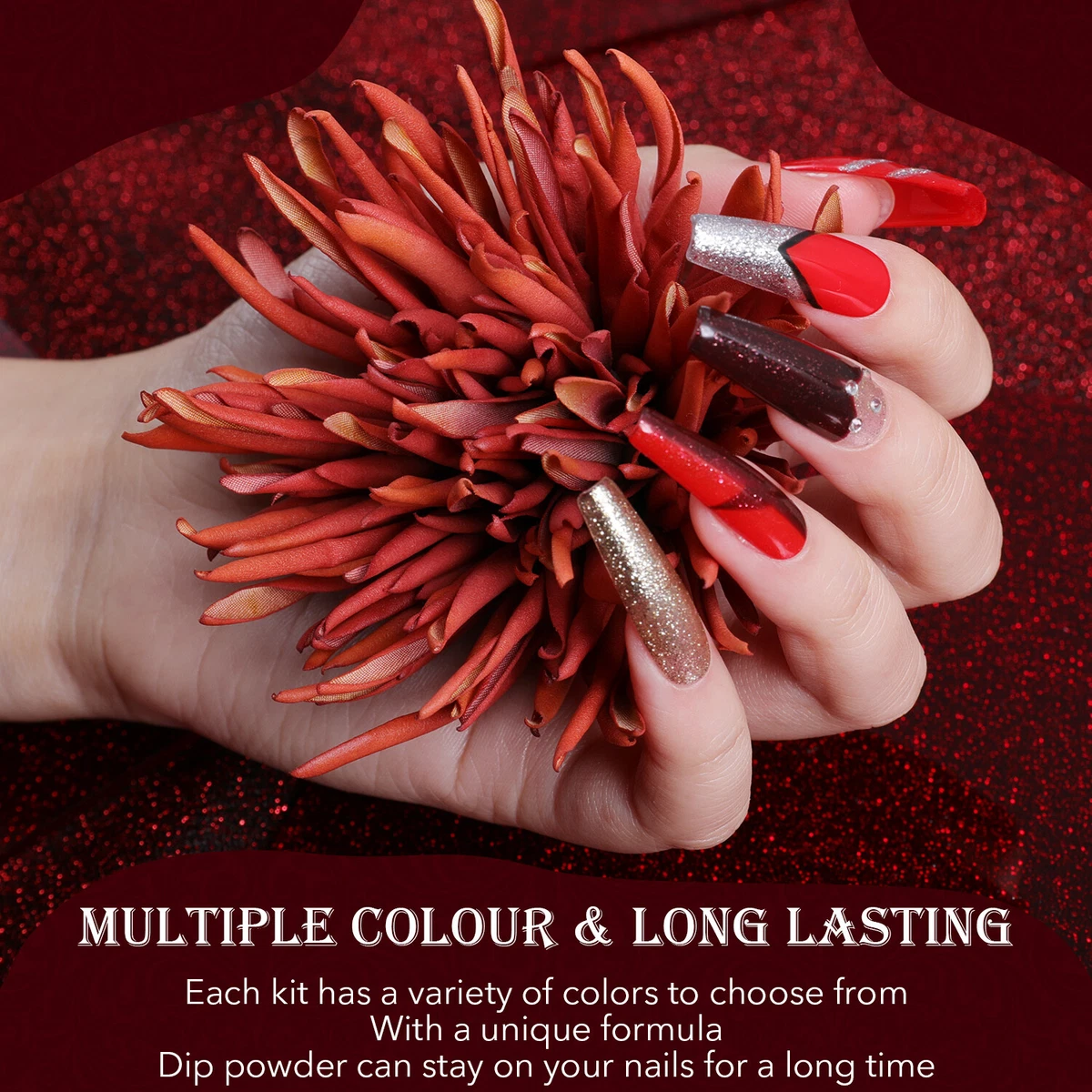 red dip powder nails designs