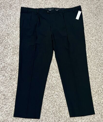 NWT Mens GS PERFECT FIT Black Performance Dress Pants Flat Front Size 56/32 MINT - Picture 1 of 7