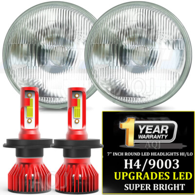 For Dodge D100 D200 D300 Pickup 7inch Round LED Headlights Hi/Lo Sealed Beam 2x