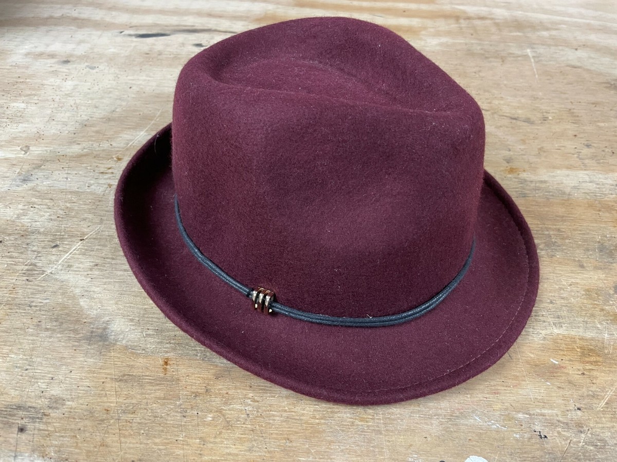 ?% wool hat burgundy color Small Wool Knit Watch Cap - Burgundy – Dehen 1920 main image 2