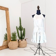 Sundays Anthropologie Womens M Larissa Ruffled Drawstring Dress Sleeveless White