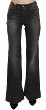 GALLIANO Jeans Black Washed Mid Waist Flared Denim Casual Pants s. W25 RRP 500
