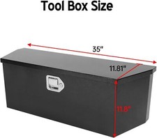35x12x12 Truck Tool Box Black Heavy Duty Steel Metal Trailer Tongue Box