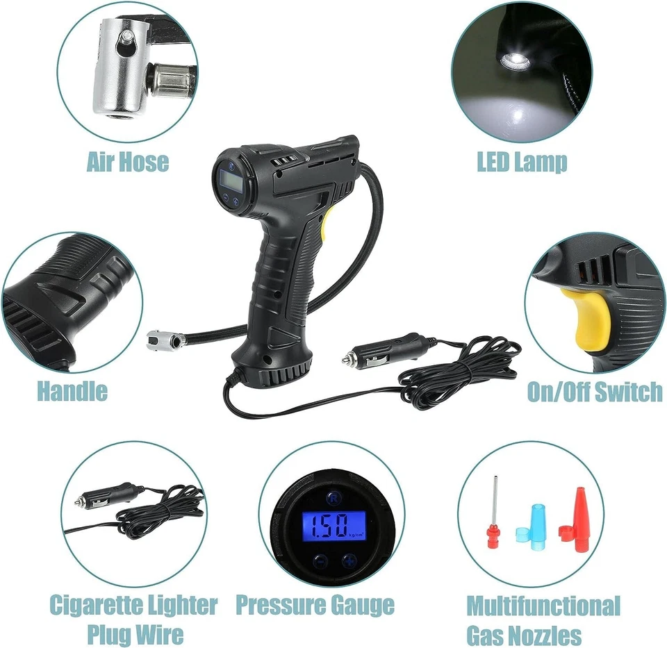Compresor inflador bomba de aire de coche LED digital eléctrico portátil 150 PSI 12V Foto 4 de 4