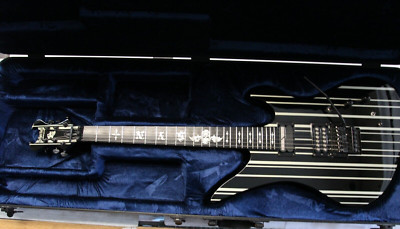 SCHECTER Diamond Series Custom Black Silver Pin Stripes W CASE! TESTED!! NICE!!
