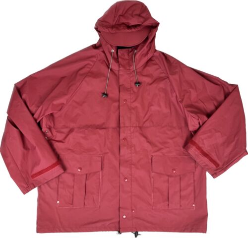 LL Bean Maine Raincoat Rain Jacket PVC Duck Bill Hood Red Men's XXL - Picture 1 of 18