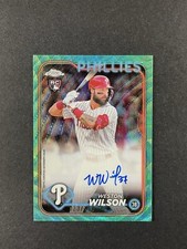 Weston Wilson 2024 Topps Chrome Rookie Auto Aqua Wave Refractor 23 /199 Phillies