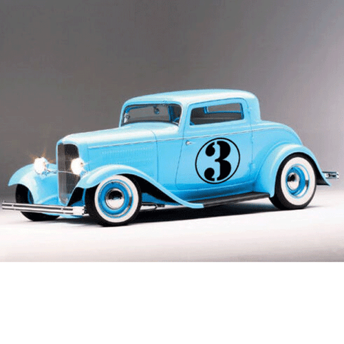 22" Car Truck Van Circle Number 3 Racing Graphic Door Body Vinyl Decal Sticker - Picture 3 of 3