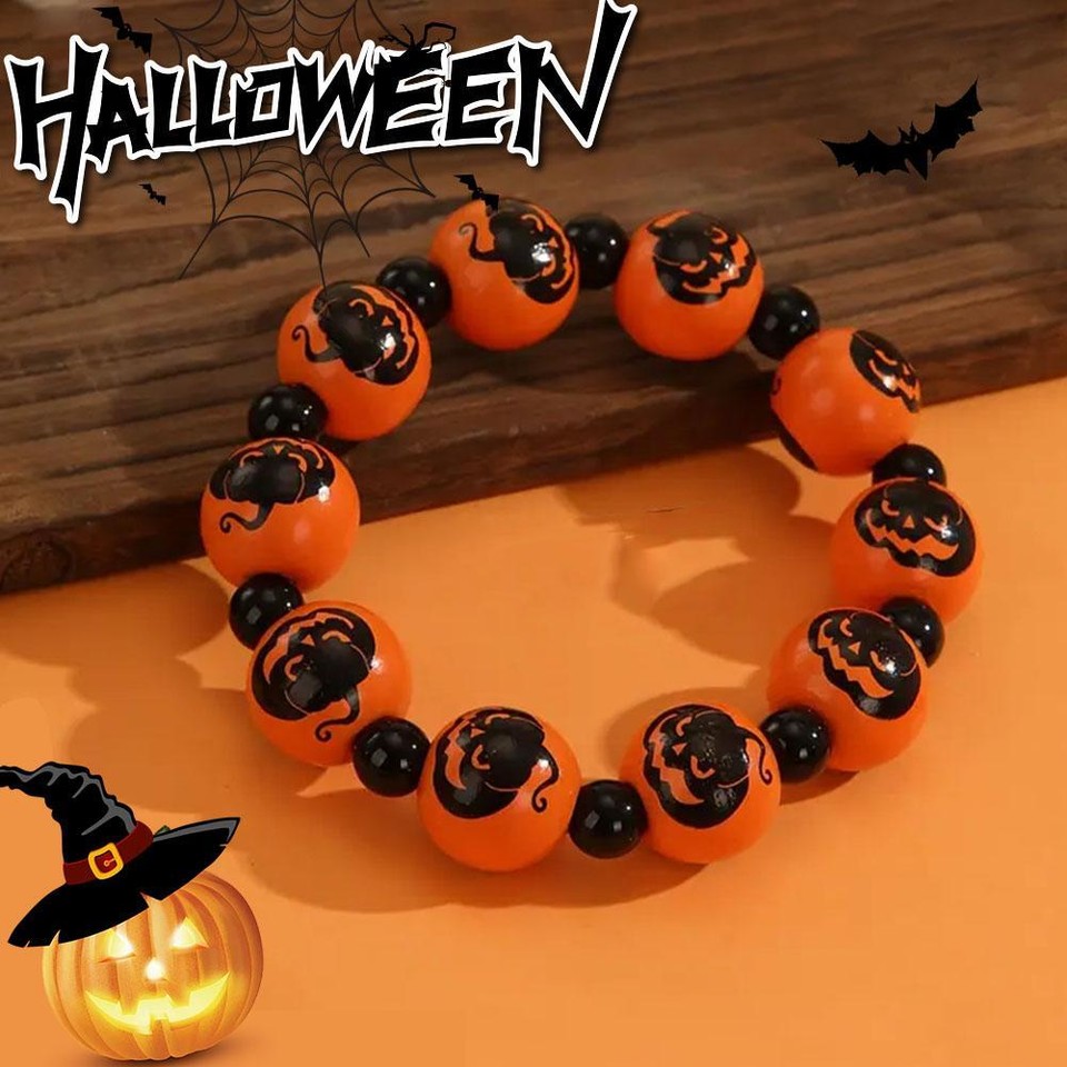 Gothic Halloween Skull Pumpkin Spider Beads Bracelet for Women Jewelry
