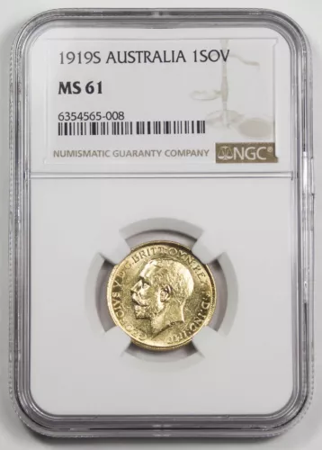 Australia 1919 S Sovereign Sov Gold Coin Sydney King George V KM# 29 NGC MS61