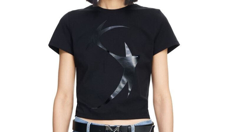 NWT MUGLER H&M Womens Cotton Star Logo Printed Short Sleeve NWT MUGLER H&M Womens Cotton Star Logo Printed Short Sleeve