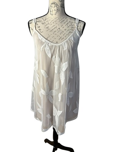 LOVE FIRE Women’s Small Babydoll Sheer Ivory Lace Lined Swimsuit Coverup Dress