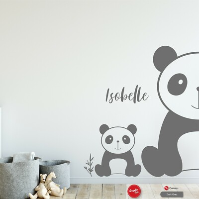 Custom Name Panda Wall Decal - Personalized Panda Wall