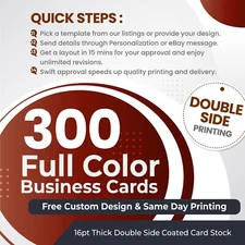 300 CUSTOM Business Card PRINTING 🚀 FREE DESIGN 🚀 Double Side THICK 16pt CARDS