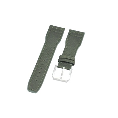 22mm Green Textile Plated Leather Watch Strap For IWC Pilot Spitfire, Top Gun