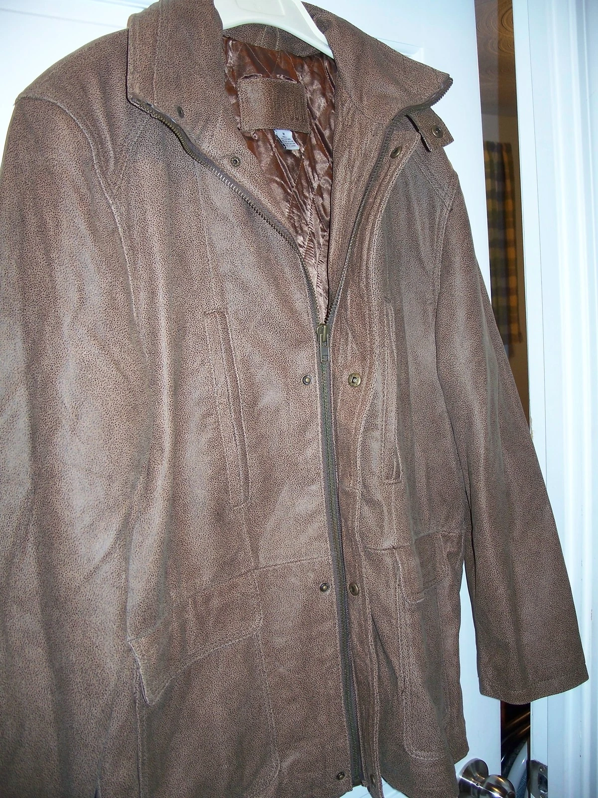 Wallance H Size L Soft Leather Jacket Coat Brown Warm Winter Lined Zip & Snap